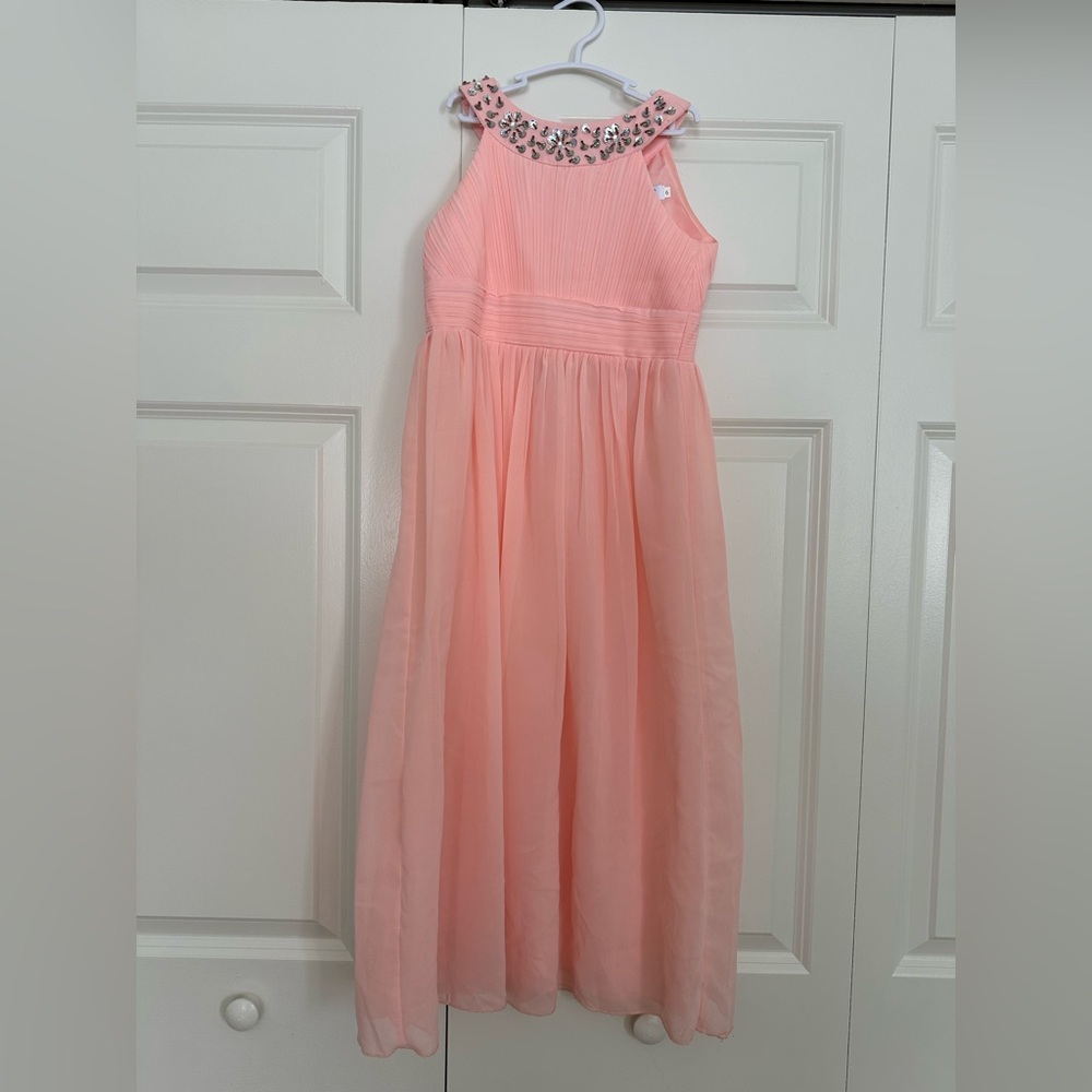 Charming Pink Kids Formal Dress with Embellished Neckline